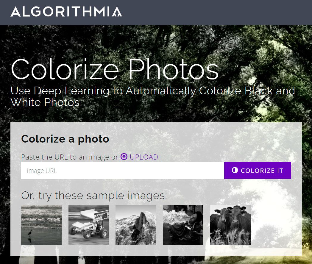 Colorir fotos antigas online no algoritmo..
