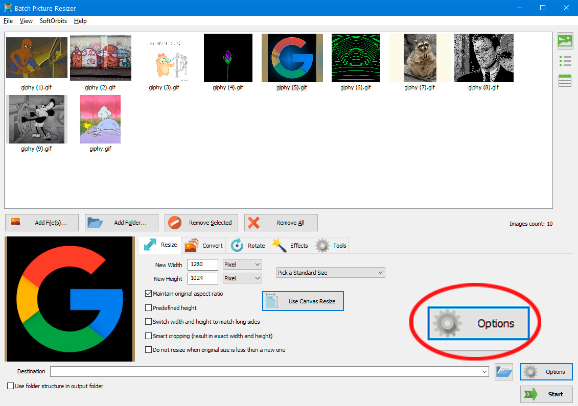 Seleccionar opções de cultivo gif.