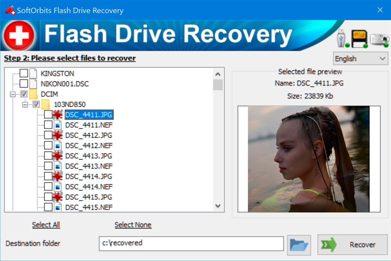 SoftOrbits Flash Drive Recovery Captura de tela.