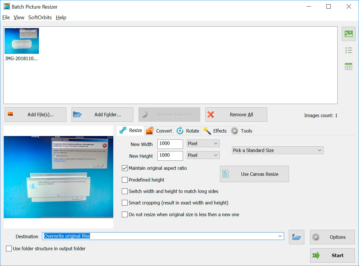 Aplicativo para redimensionar várias fotos no Windows 11.