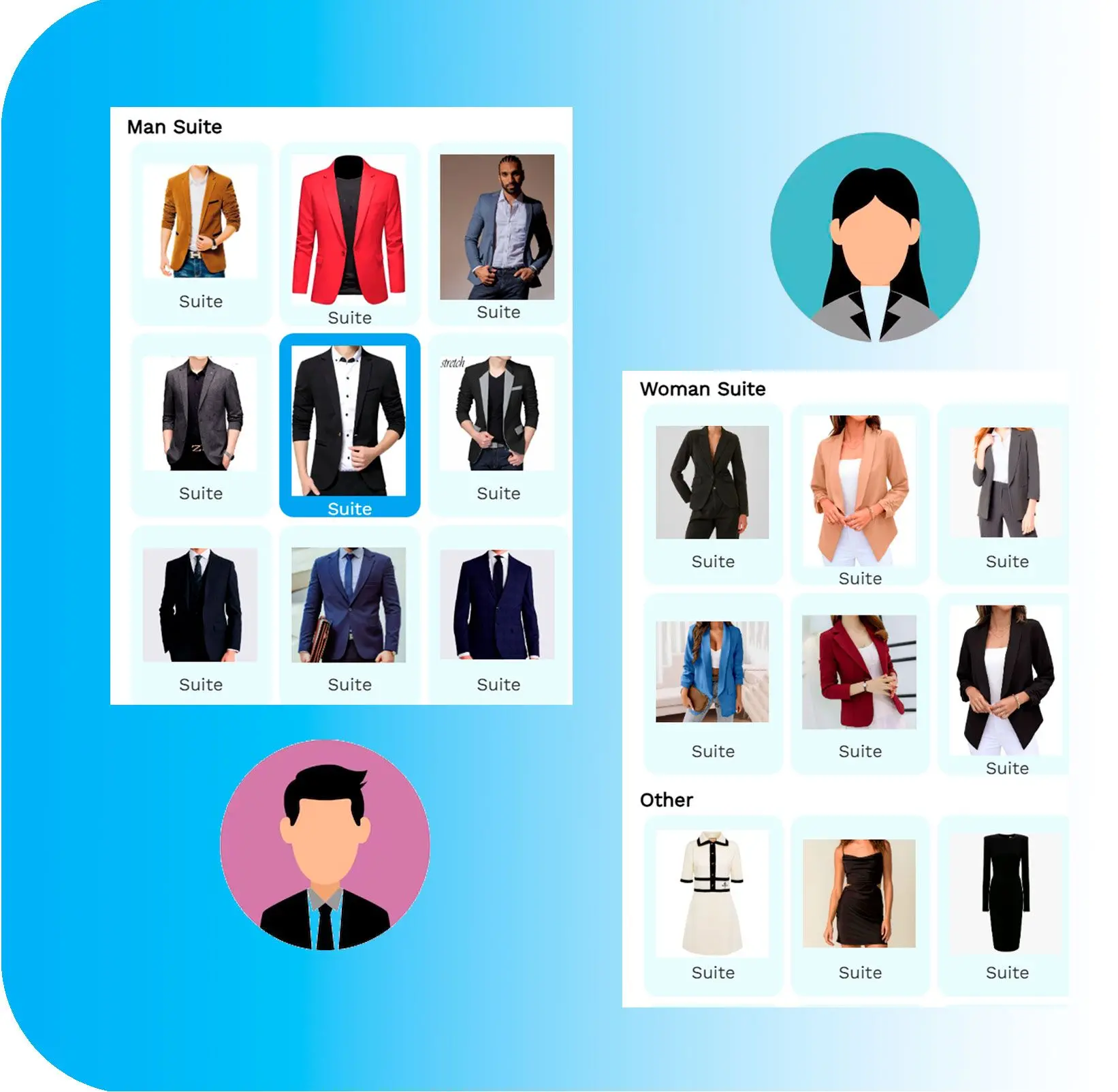 Coleção de Blazers e Ternos para Homens e Mulheres.