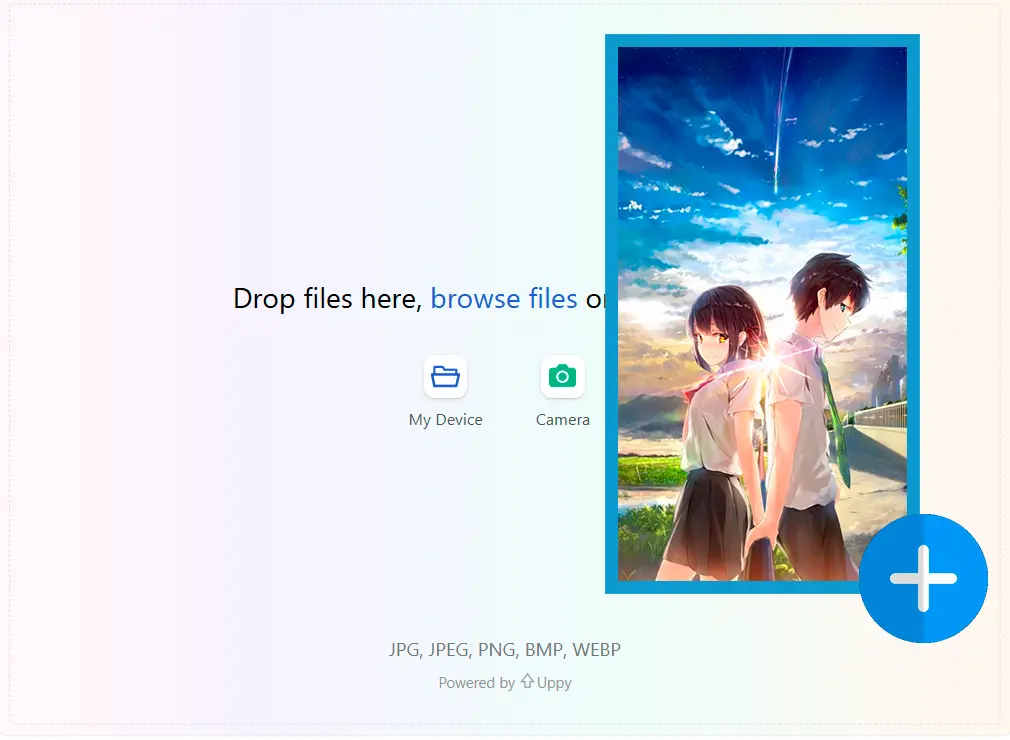 Carregue sua Foto de Personagem.