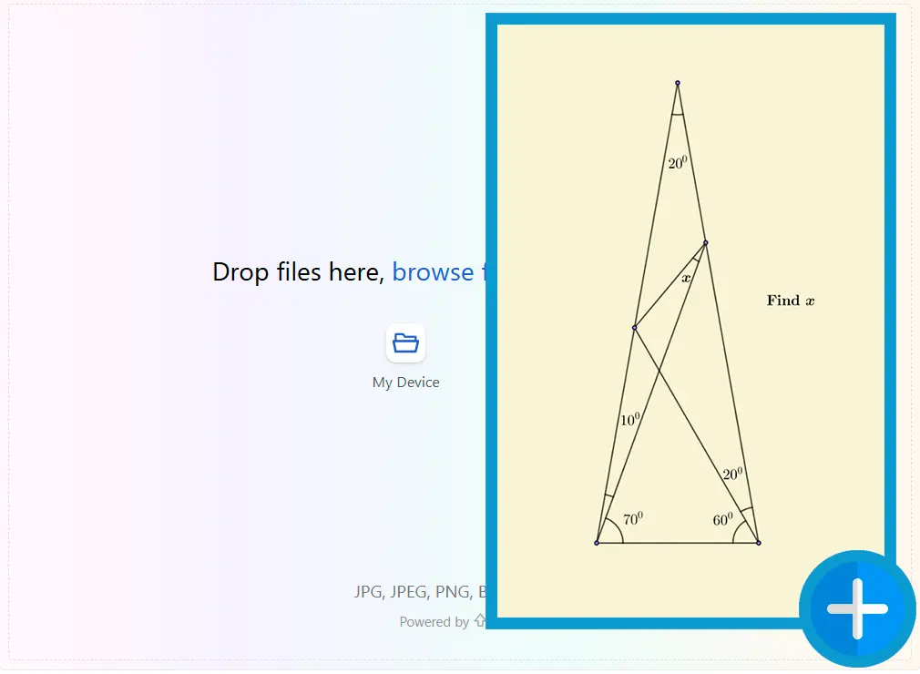 Carregue uma imagem do problema.