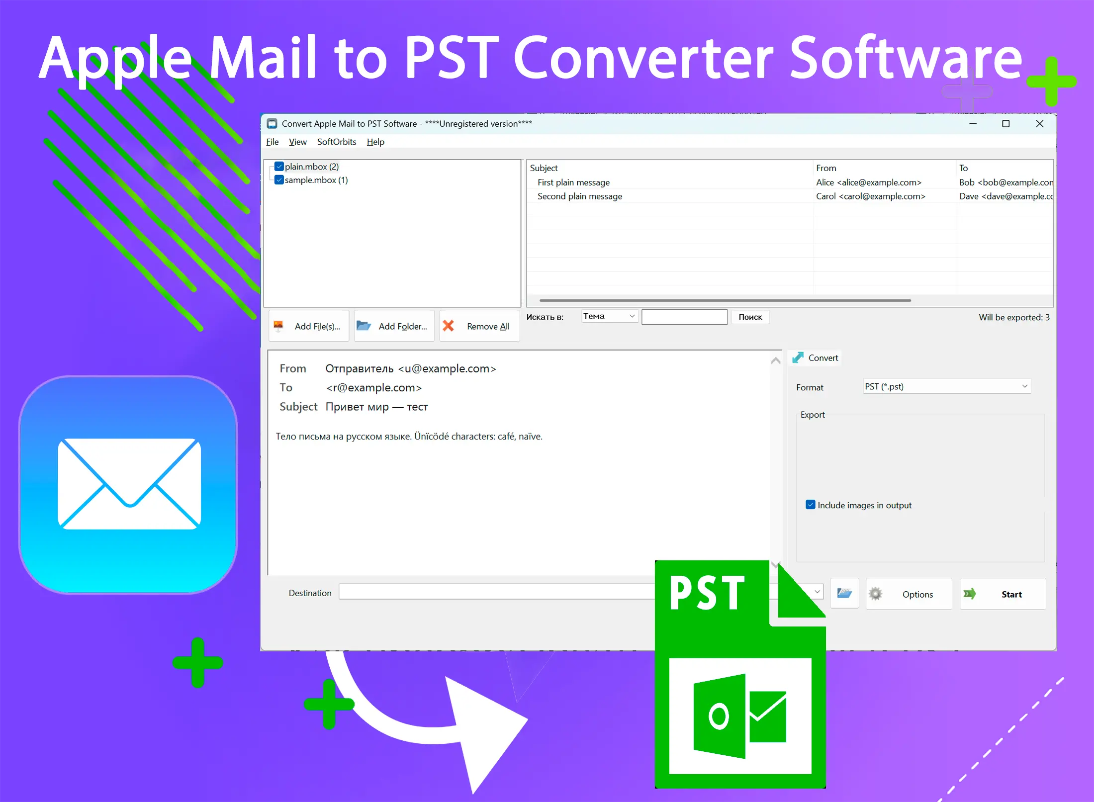 Apple Mail to PST Converter Software Captura de tela.