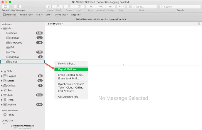 Copie seu e-mail do Mac.