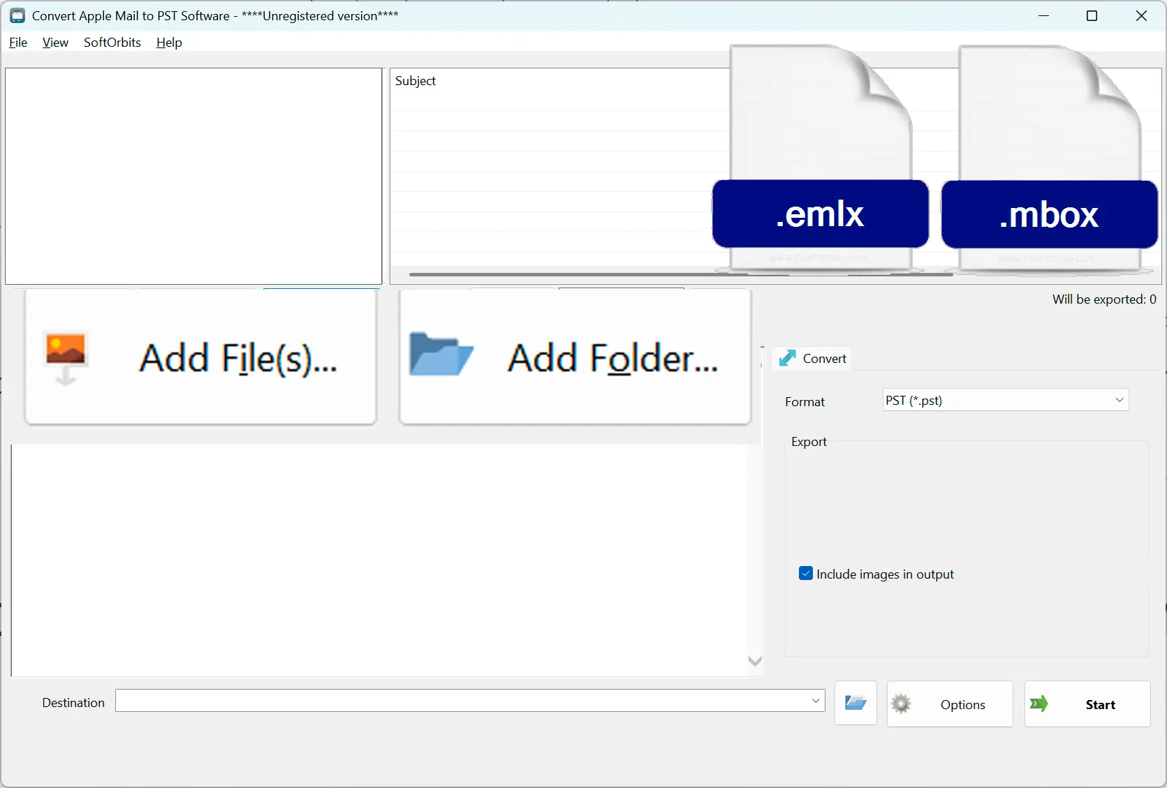 Adicionar os arquivos .mbox ou .emlx.