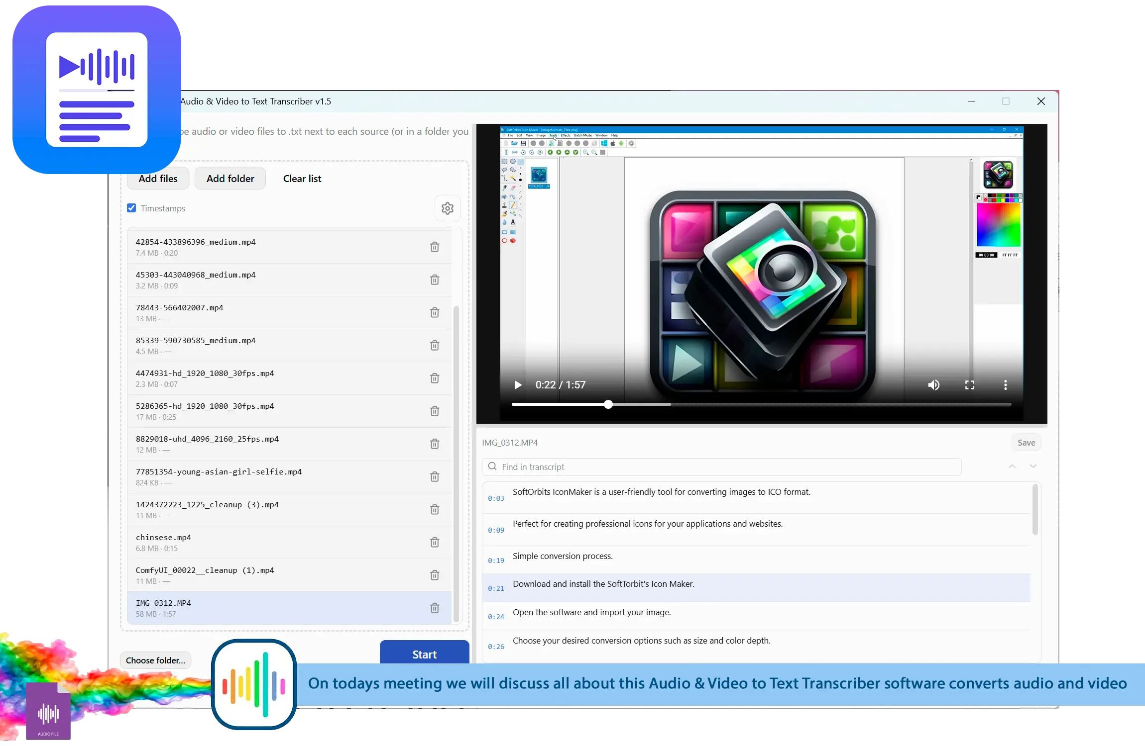 TranscribeIt: Audio & Video to Text Transcriber Captura de tela.