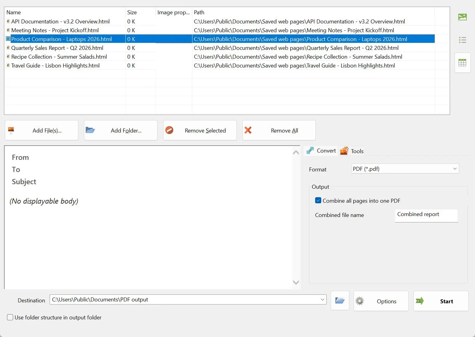 Batch HTML to PDF Converter Captura de tela.