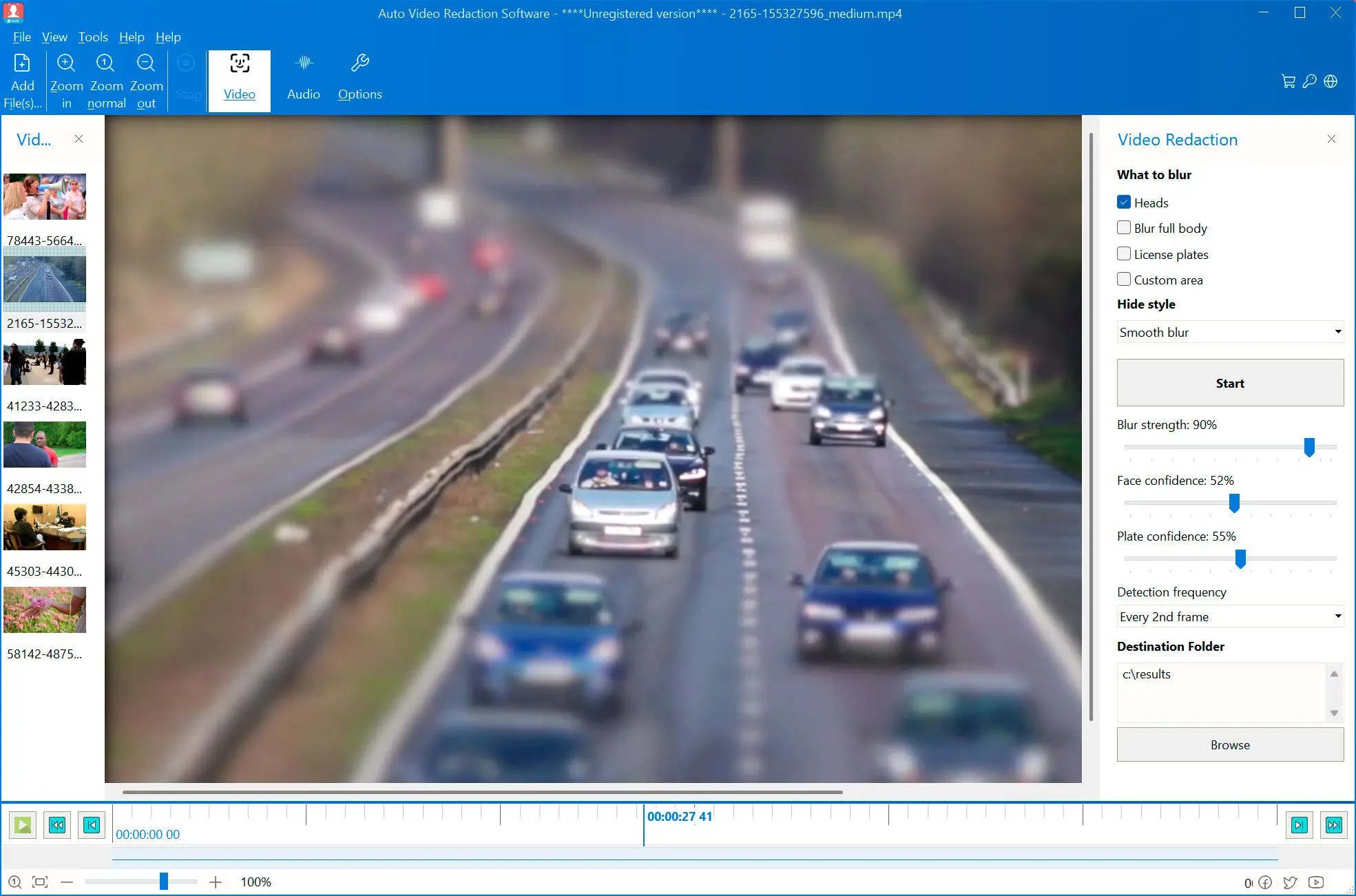 Auto Video Redaction Software Captura de tela.