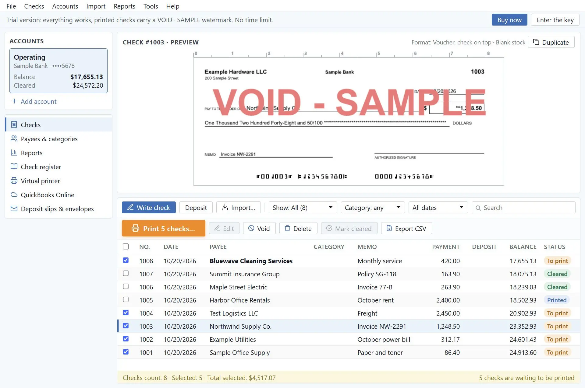 CheckSprint - Check Printing Software for Payroll, Personal, Business Captura de ecrã.