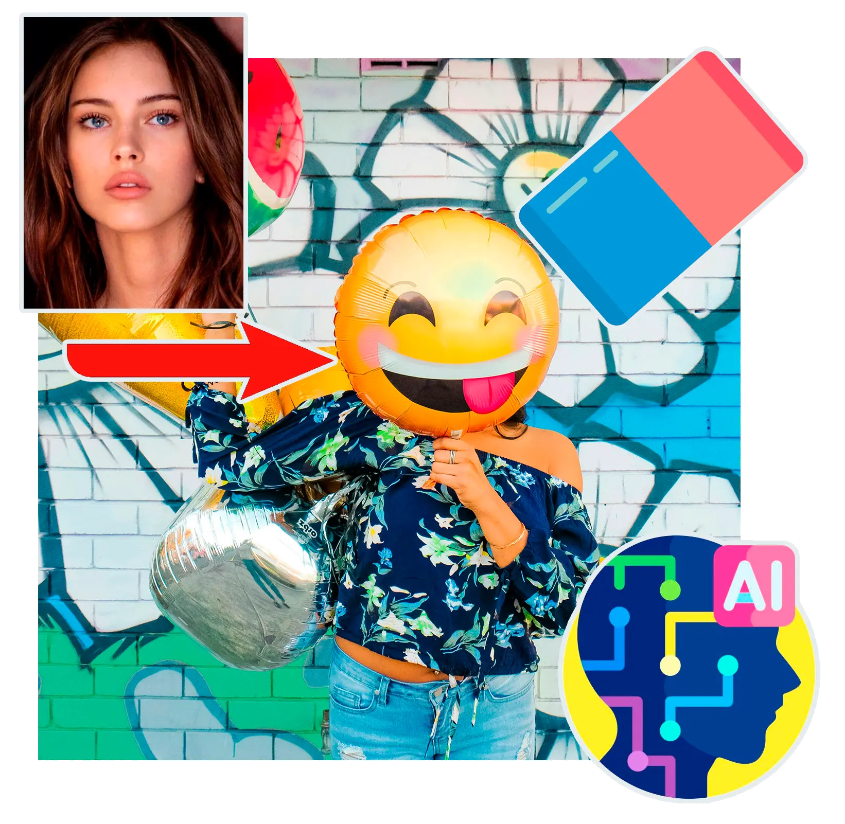 Removedor de Emoji de Rosto de Garota com IA.