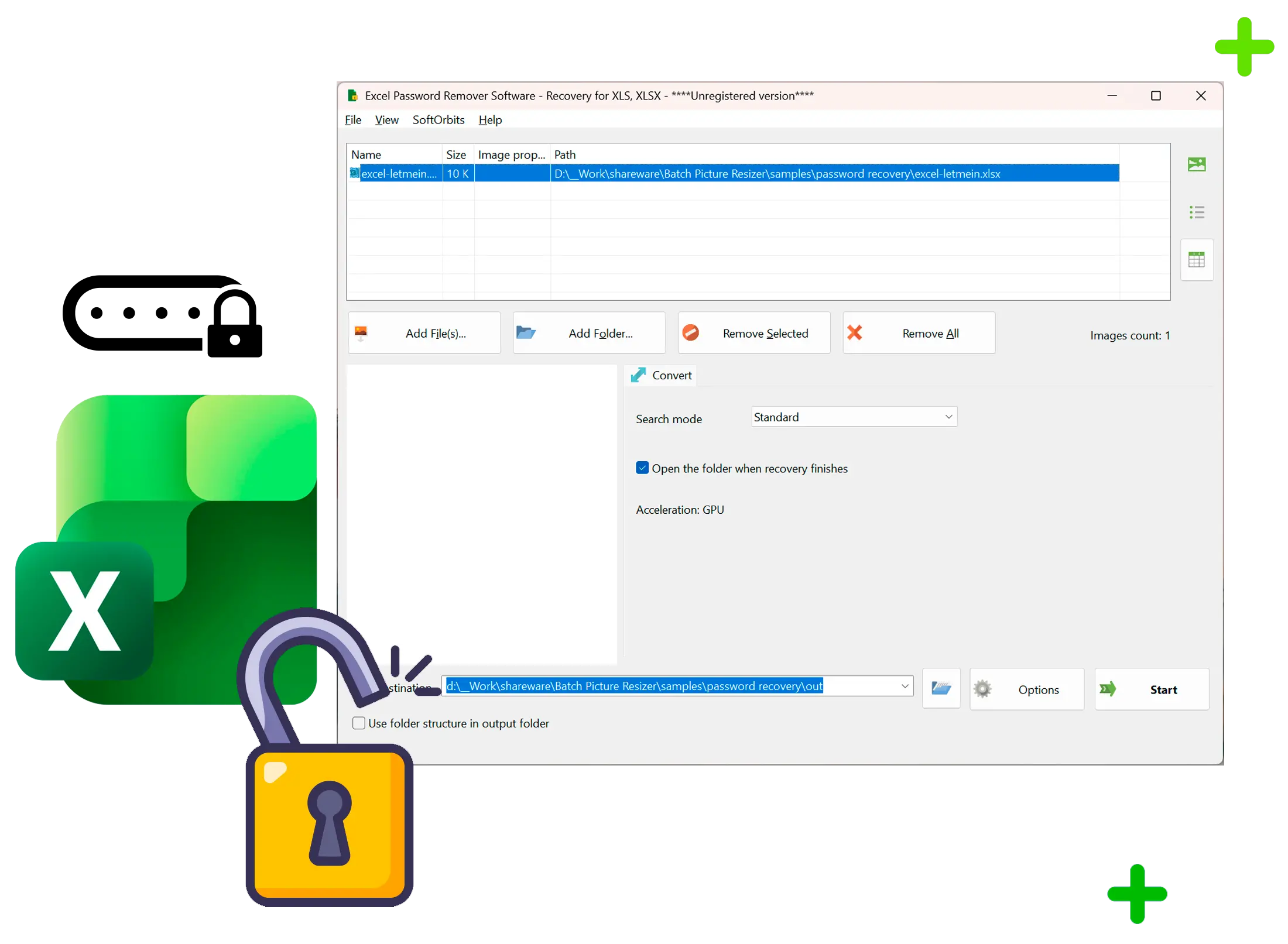 Excel Password Recovery Captura de tela.