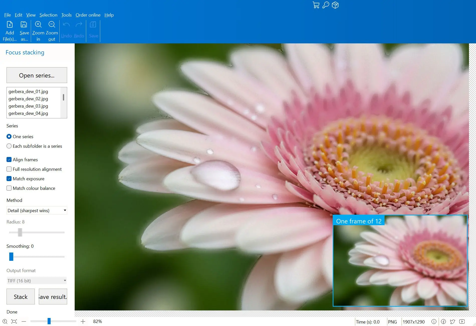 Focus Stacking Software Captura de tela.
