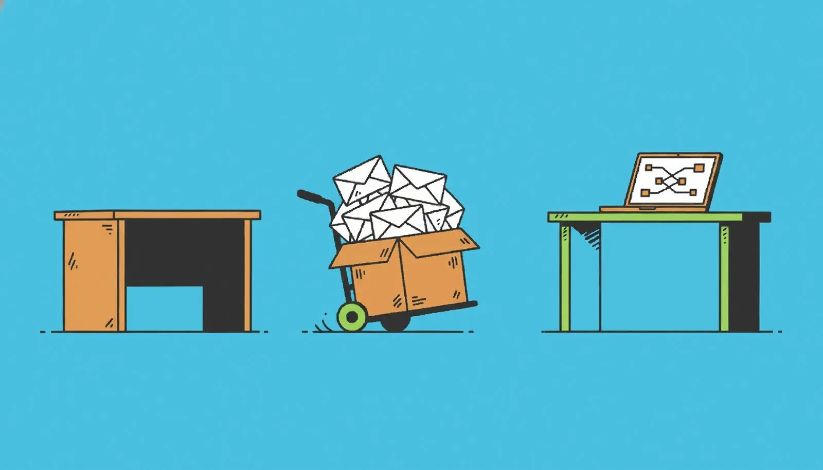 E-mails antigos transferidos para um novo cliente de e-mail.