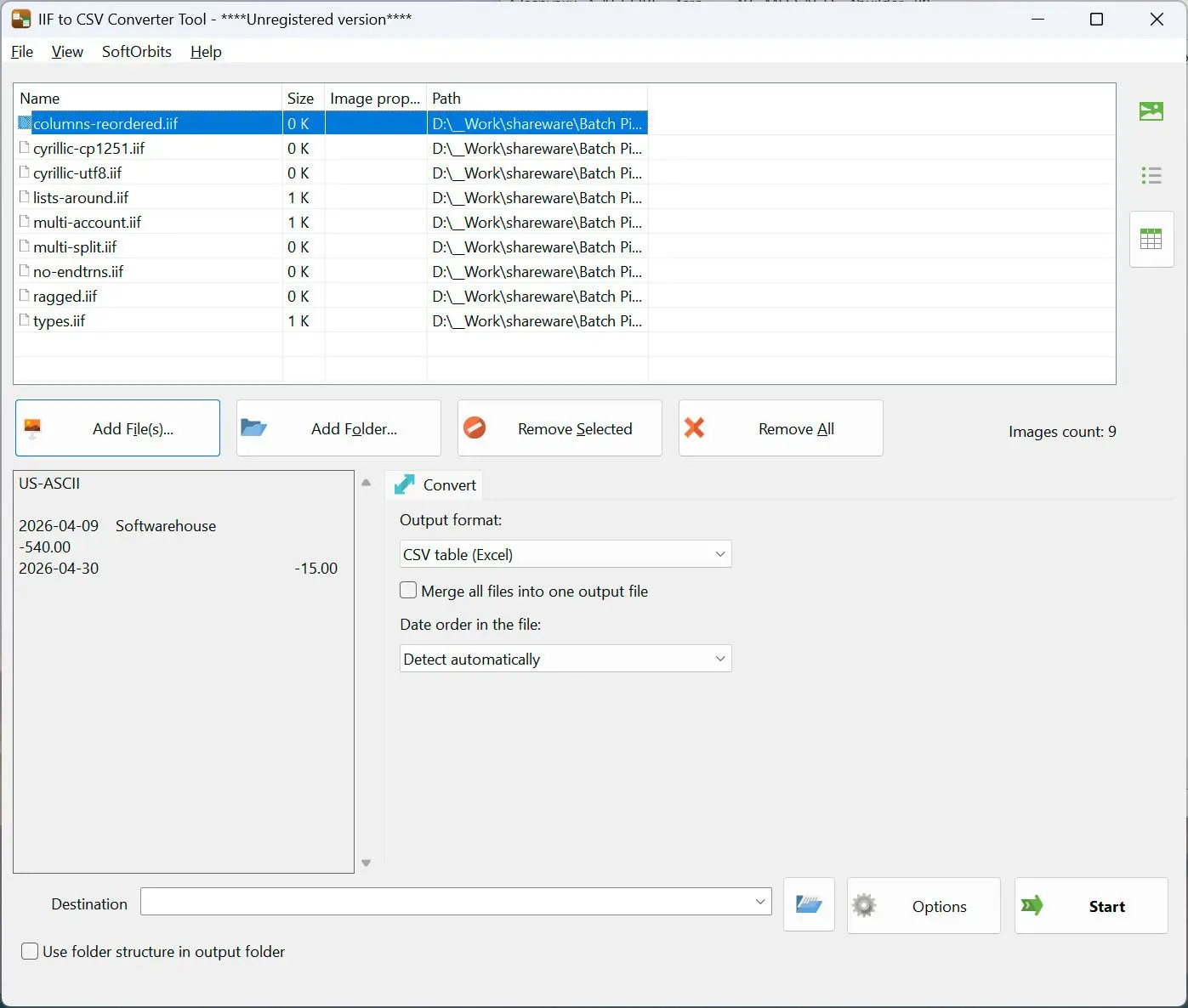 QIF to QBO Converter Captura de tela.