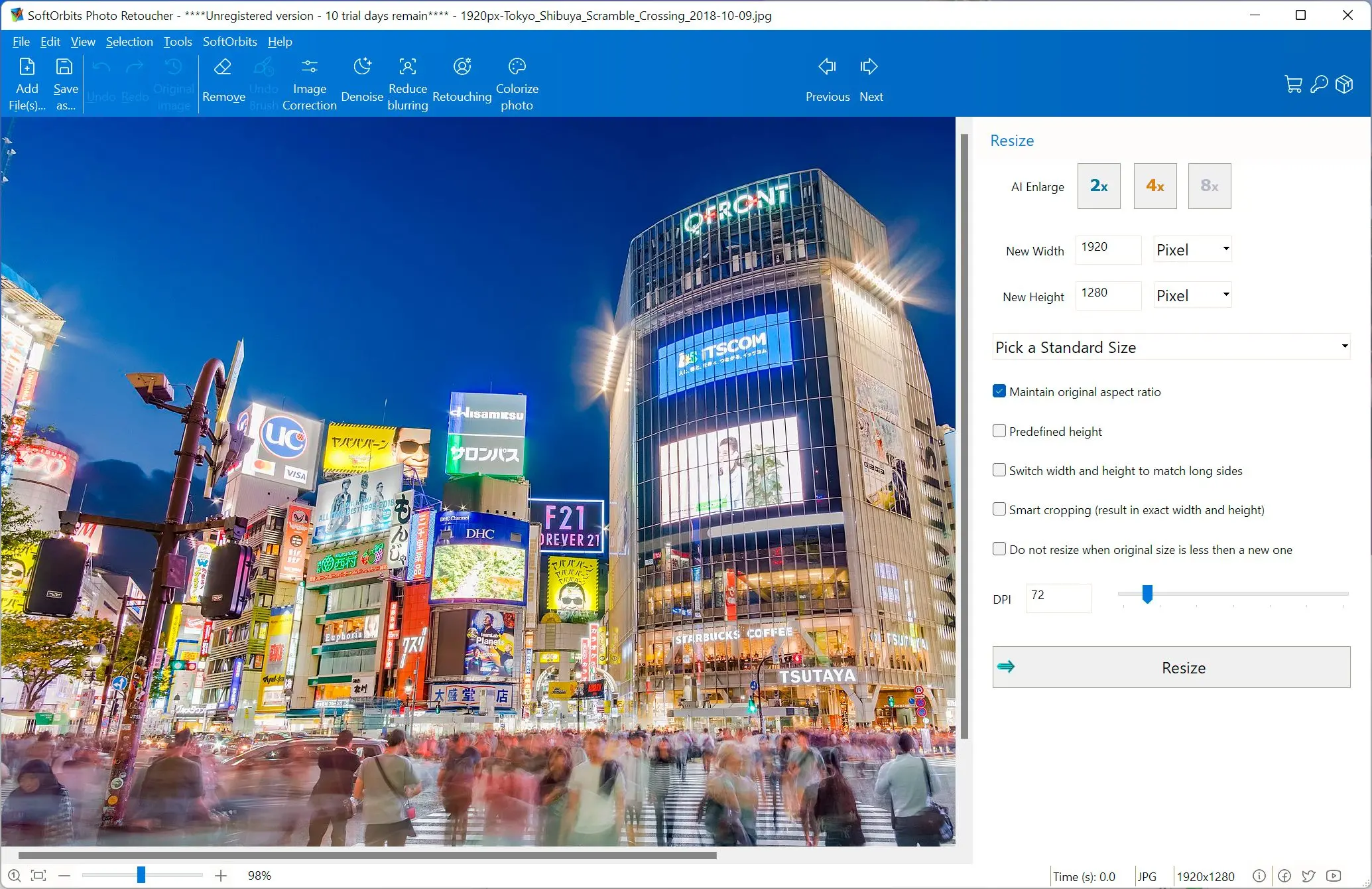 SoftOrbits Photo Retoucher: Captura de tela.