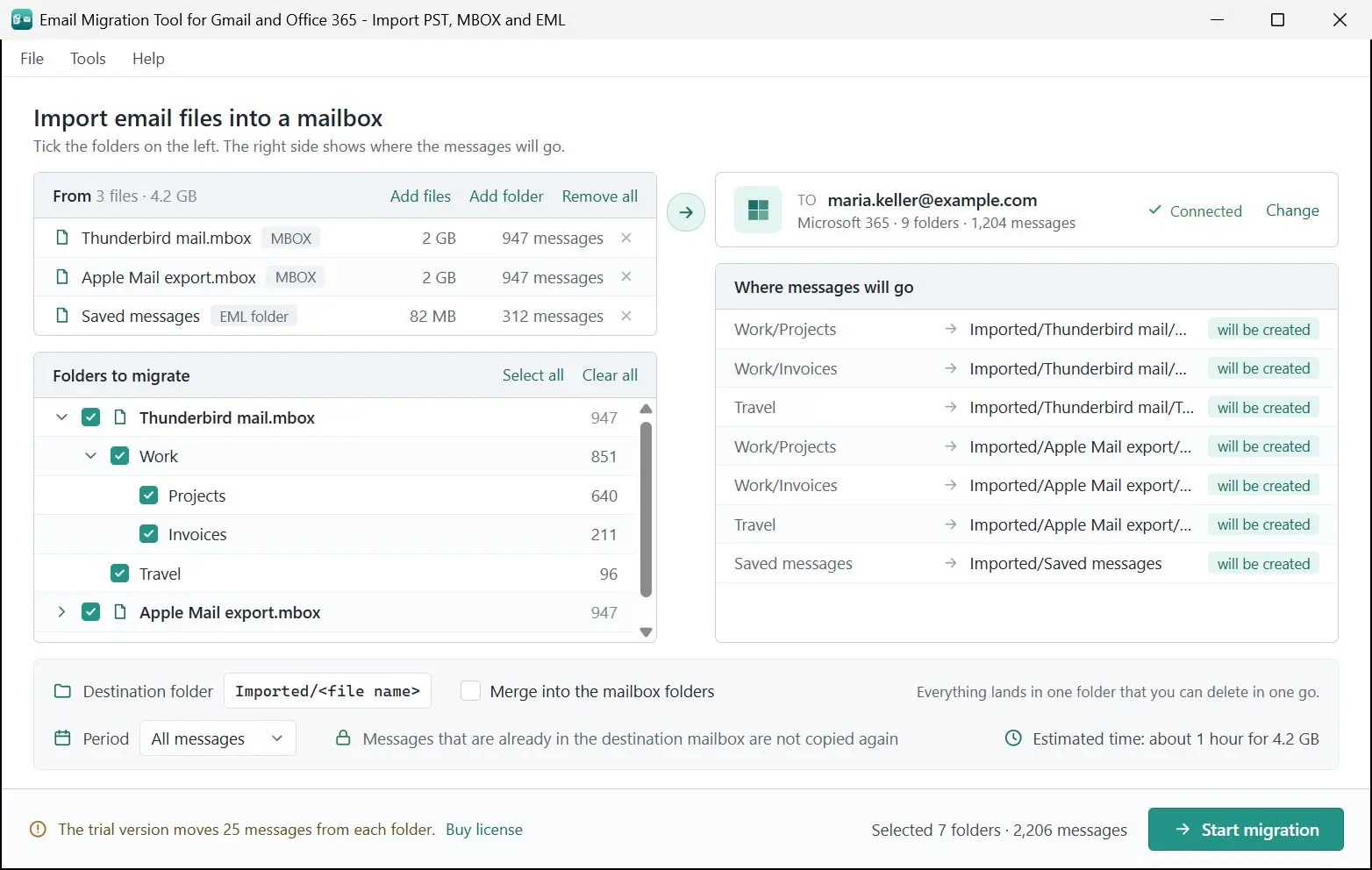 Email Migration Tool for Gmail and Office 365 - Import PST, MBOX and EML Captura de tela.
