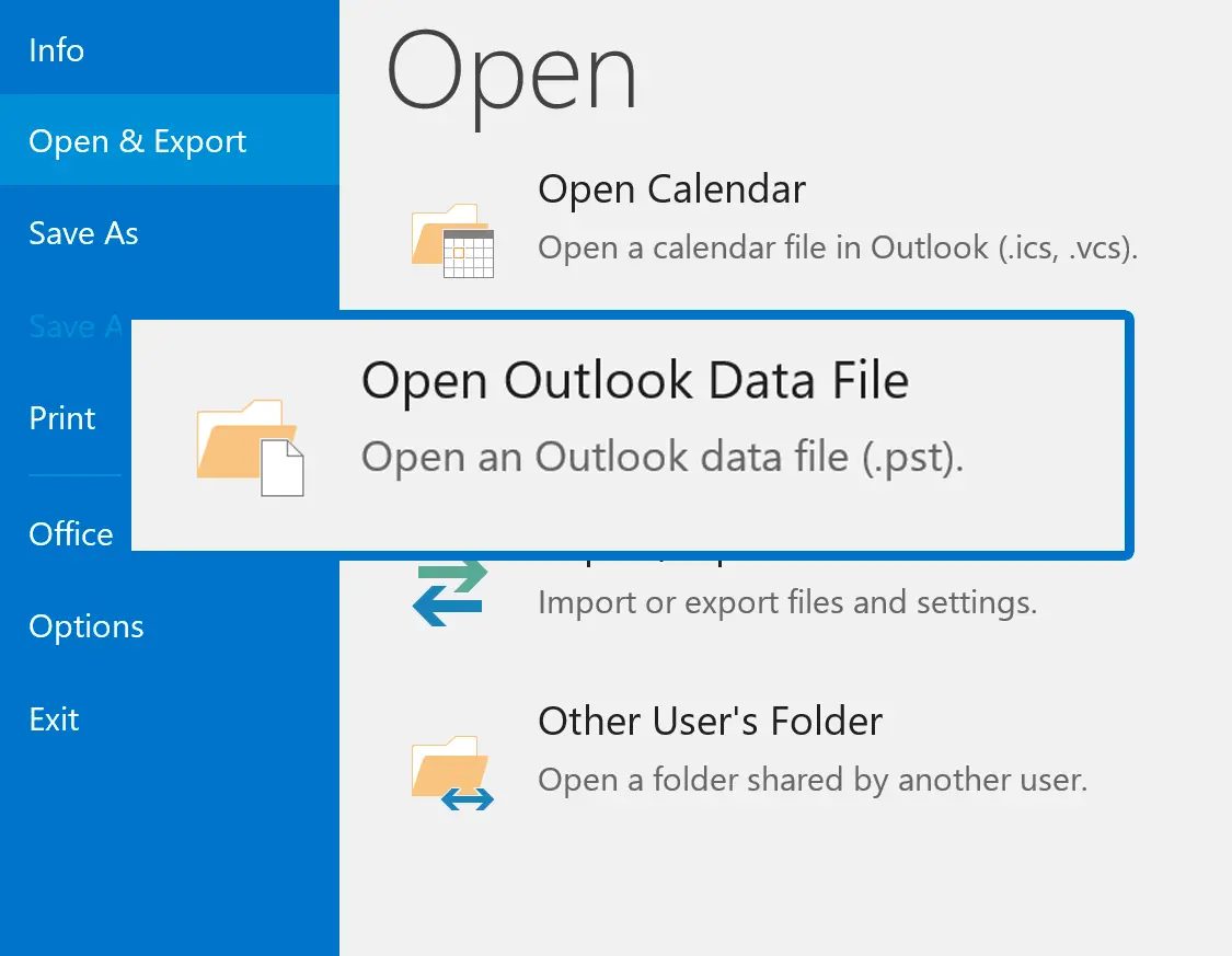 Abra o PST no Outlook.
