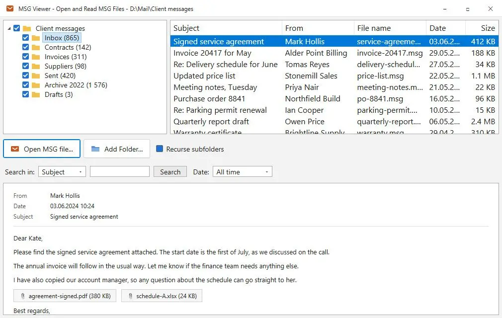 MSG Viewer - Open and Read MSG Files Captura de ecrã.