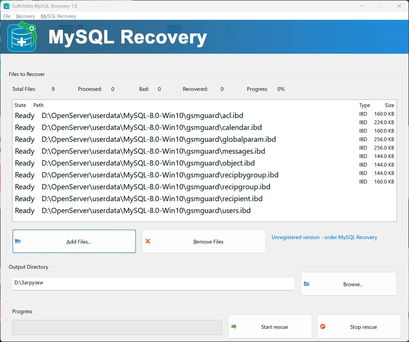 Adicionar Arquivos de Banco de Dados.