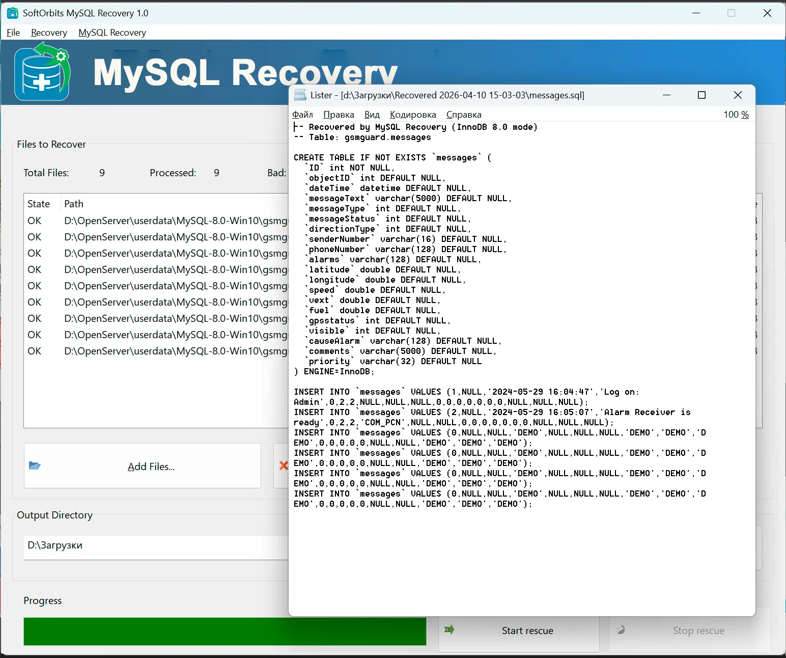 Revise o resultado e importe-o.