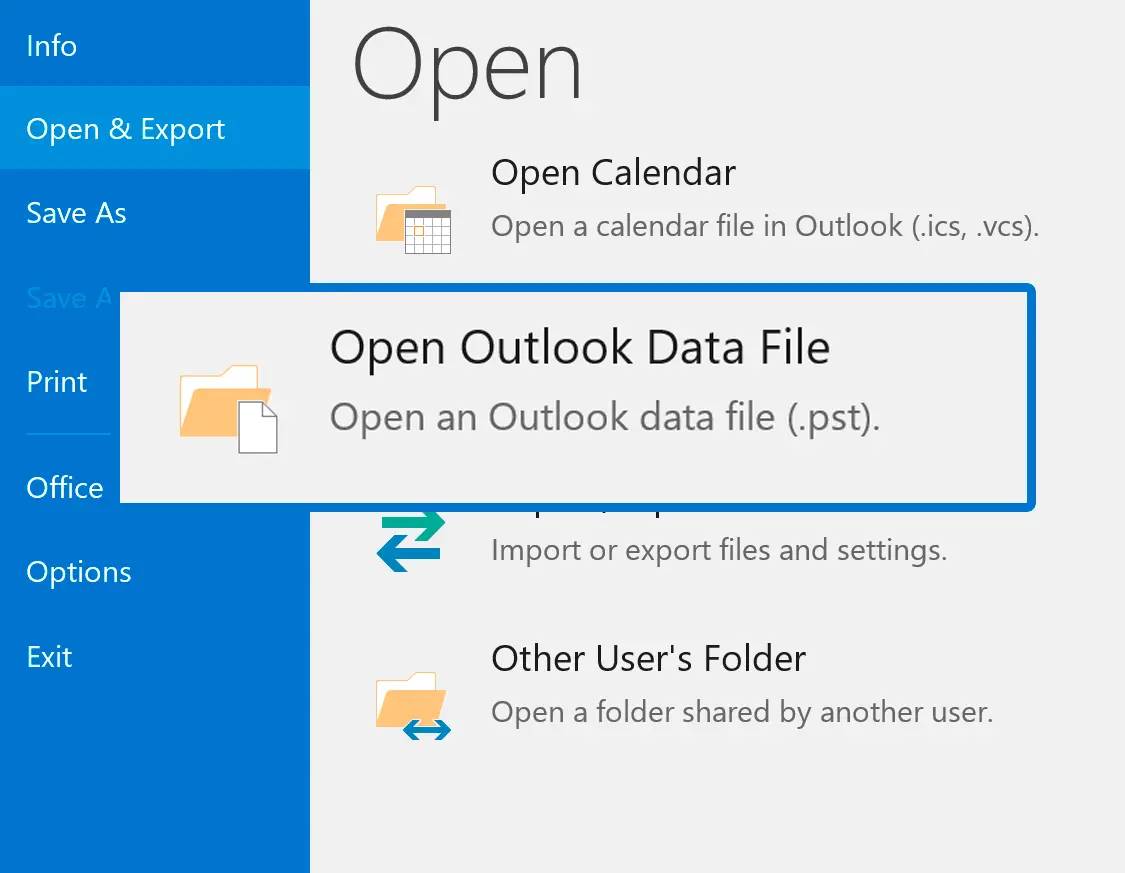Abra o PST no Outlook.