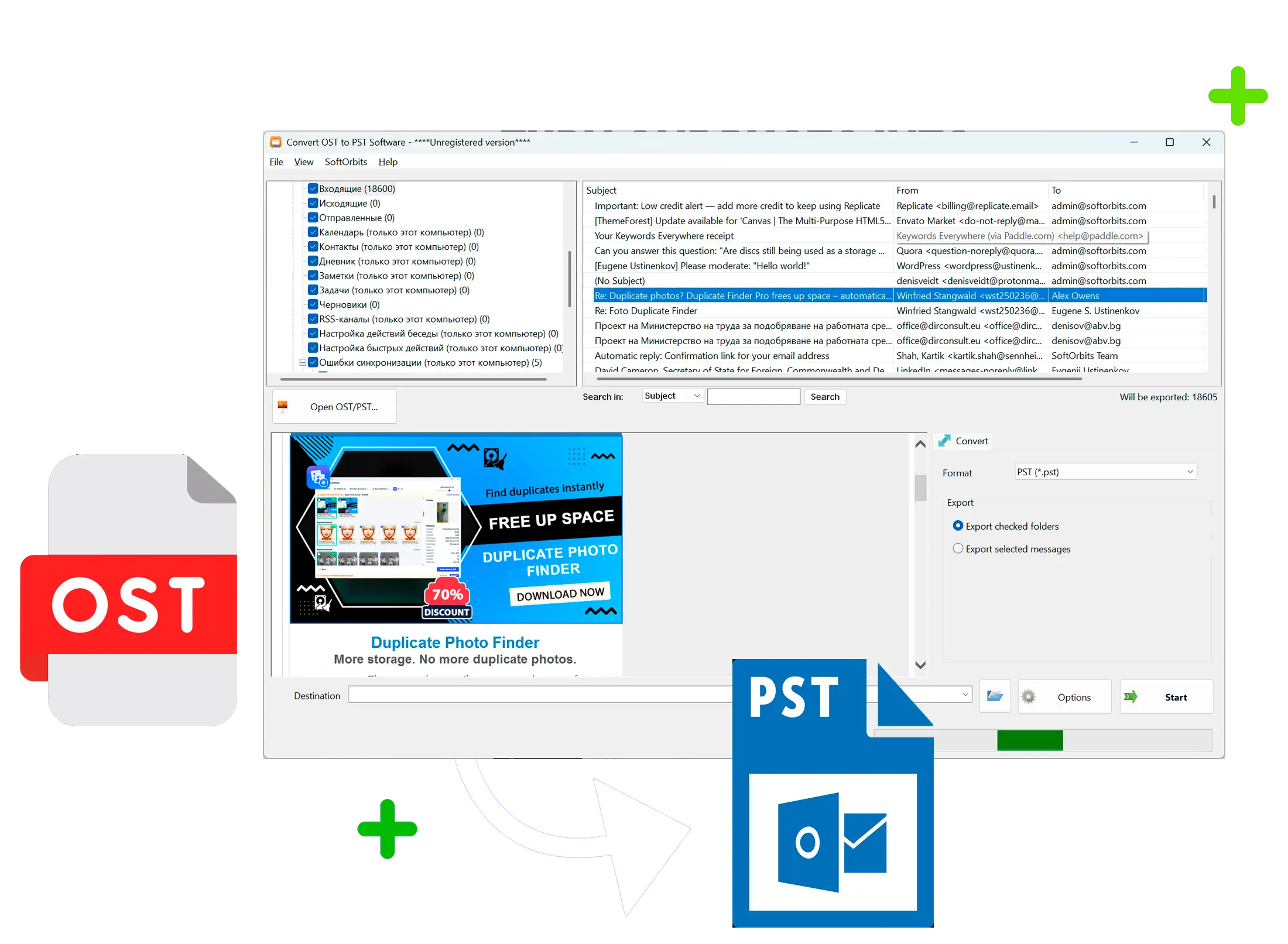 OST to PST Converter Tool Captura de tela.