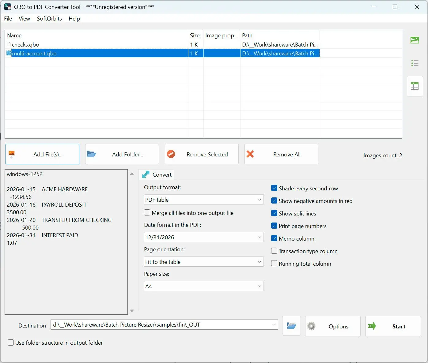 QBO to PDF Converter Captura de tela.