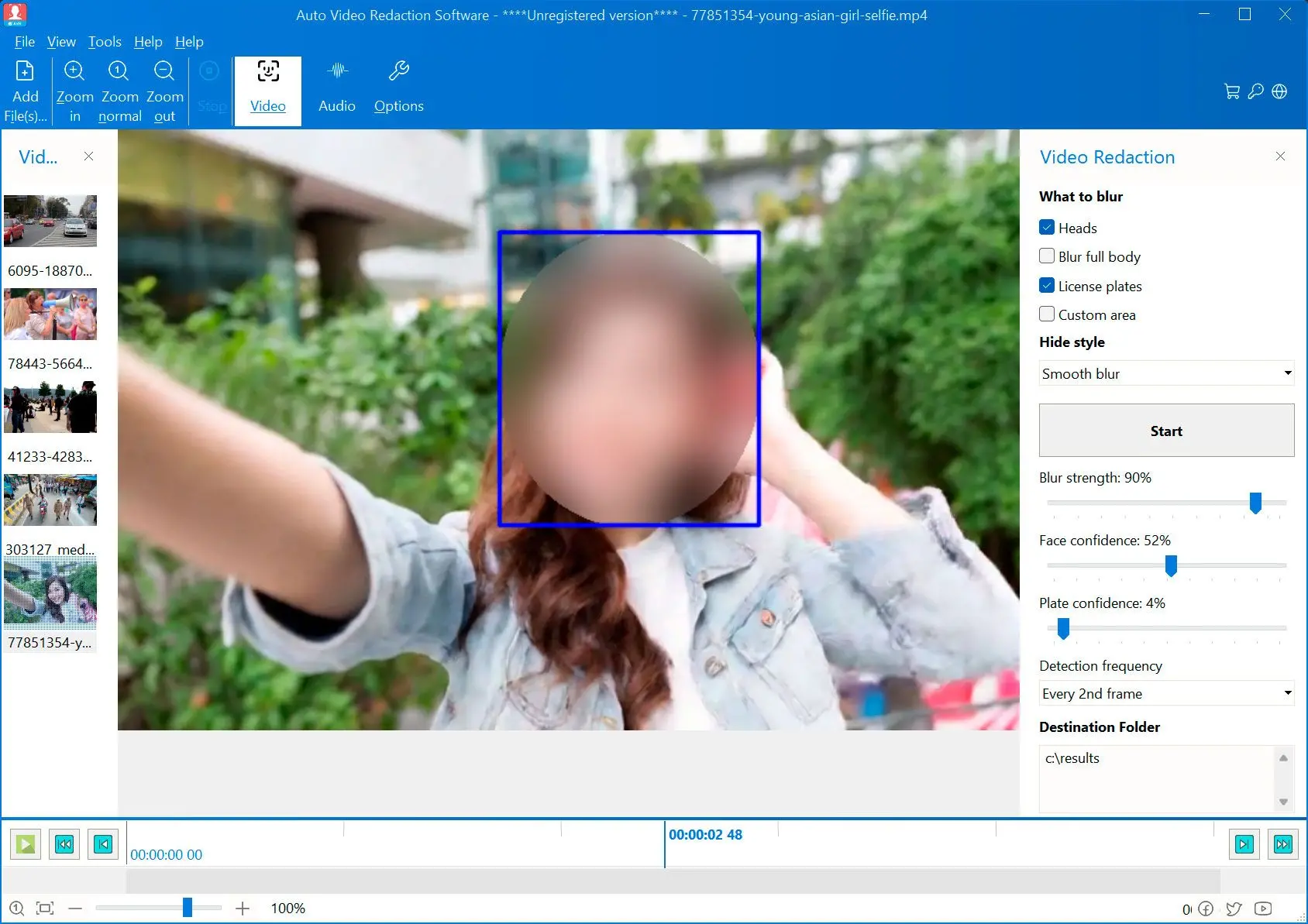 Auto Video Redaction Software Captura de tela.