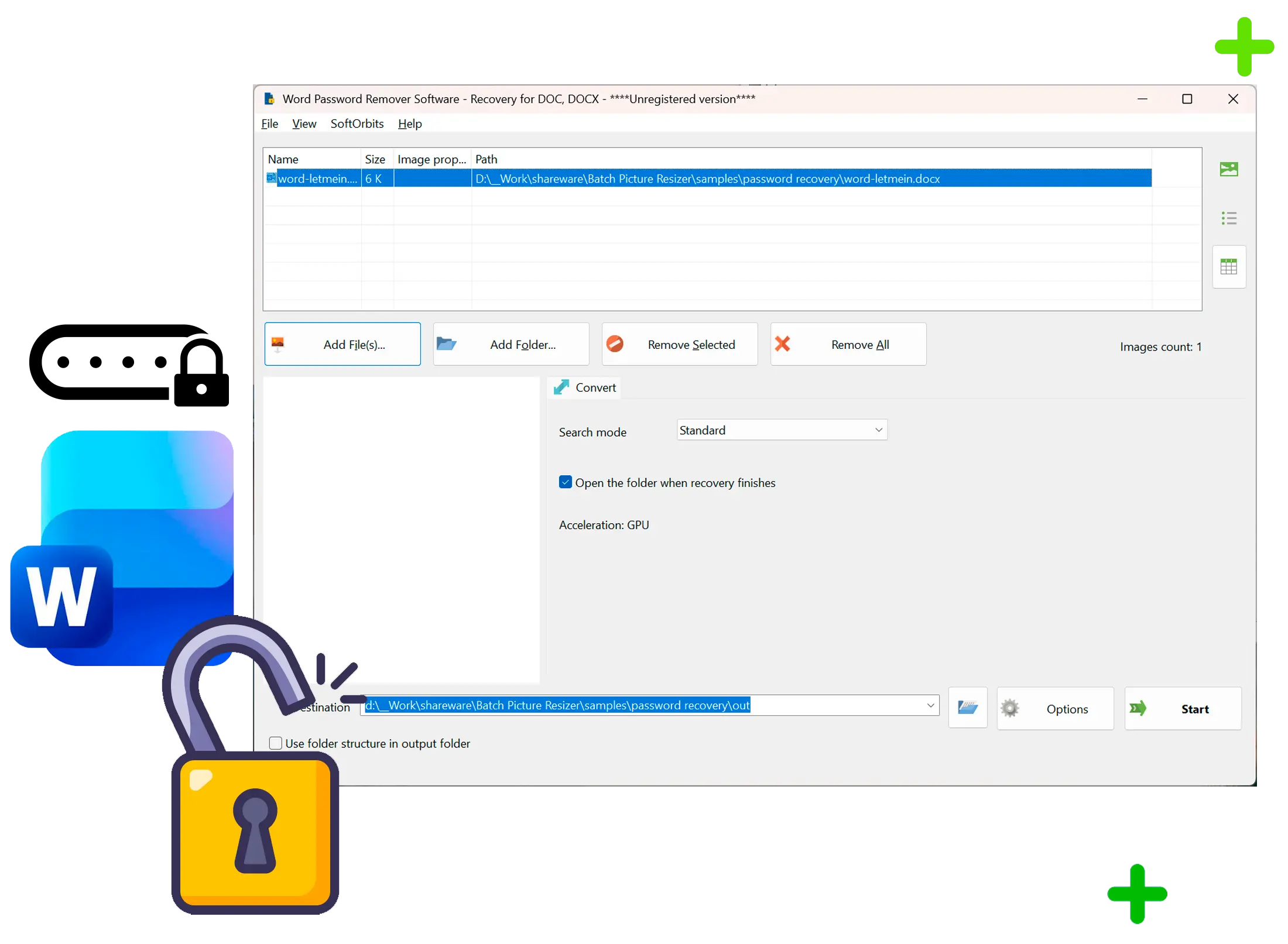 Word Password Recovery Captura de tela.
