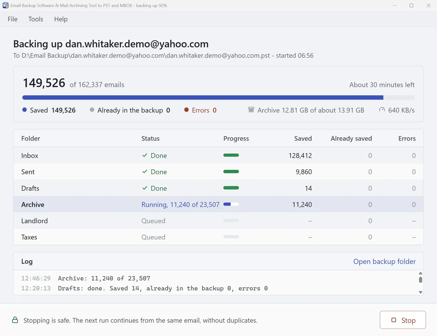 Email Backup Software & Mail Archiving Tool to PST and MBOX Captura de tela.