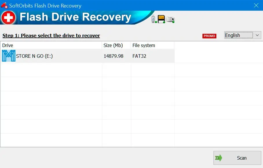 SoftOrbits Flash Drive Recovery Captura de tela.