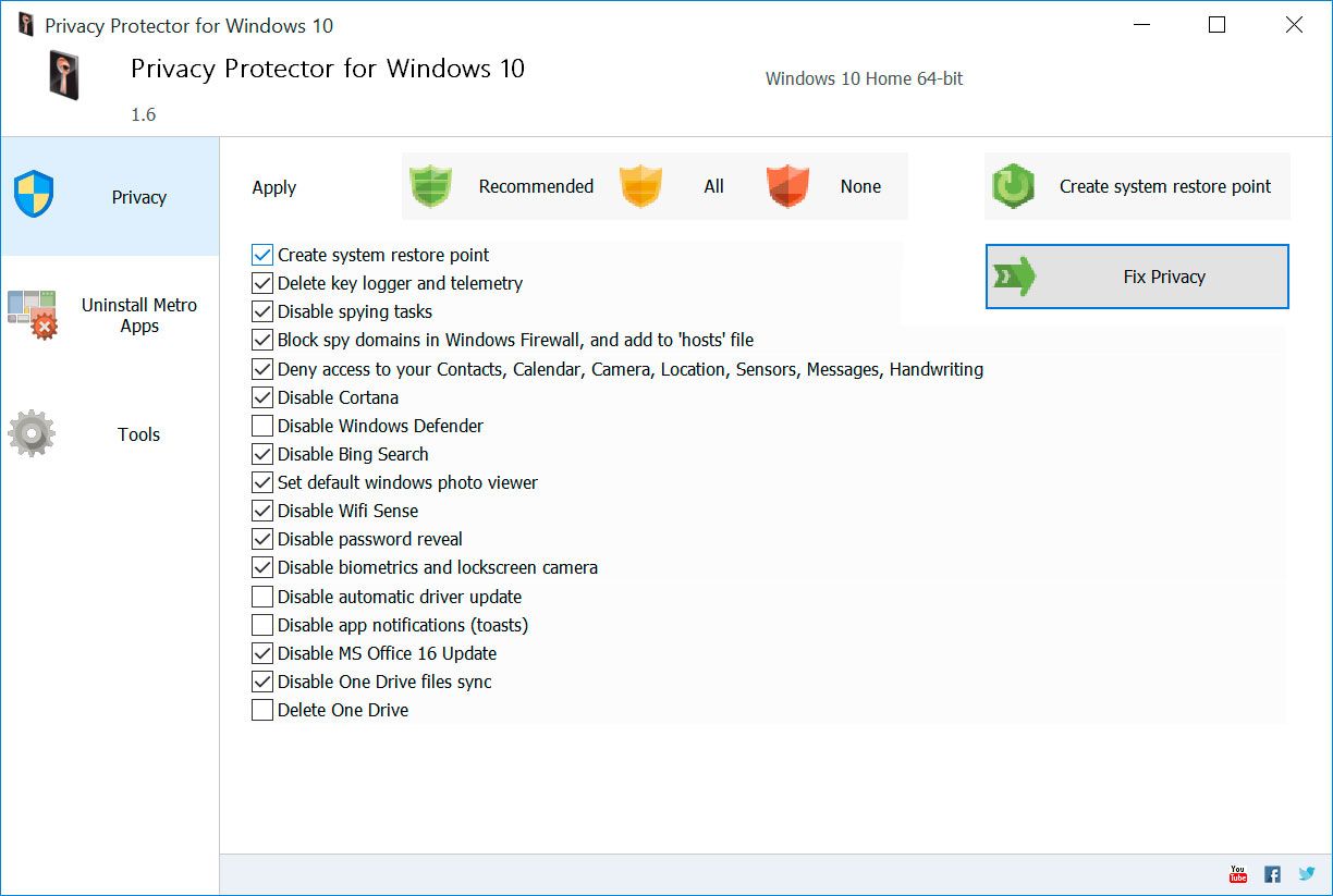 Privacy Protector for Windows 11 Captura de tela.