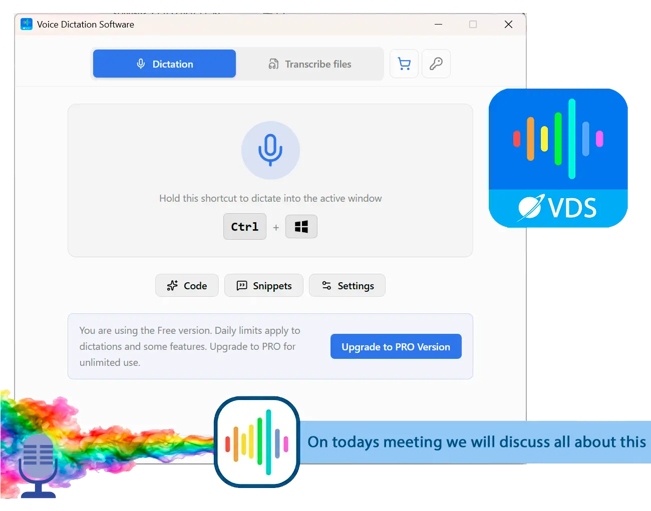 SayOnce - Voice Dictation Software Captura de tela.